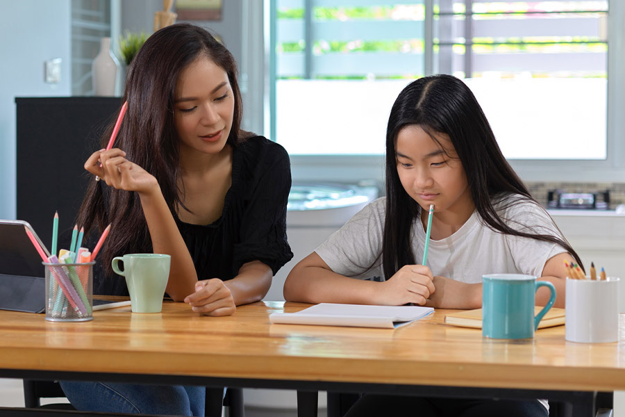 student and tutor together at a desk in Indianapolis